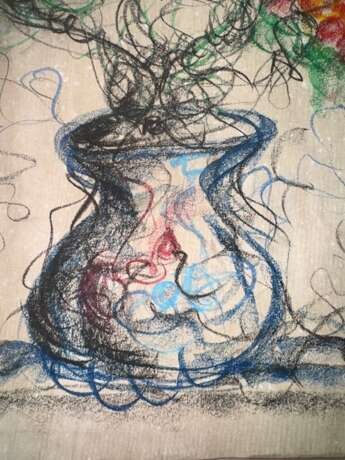 Flowers in vase by Affandi 1985 Affandi Affandi Koesoema (1907 - 1990) Acrylic oil crayon string plasticine and fabric flag color blending Abstract Figurative Contemporary Indonesian Art Indonesia 1980s Art 1985 - photo 3