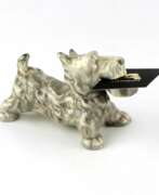 Faïence. Figurine en fa&iuml;ence Scotch Terrier. Usine Kouznetsov. Russie 