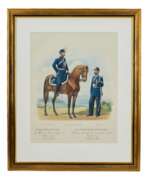 Catalogue des produits. Chromolithographie de l`uniforme russe de l`equipe de gendarmerie des districts militaires en 1867. 