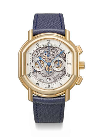 DANIEL ROTH. A RARE AND HIGHLY ATTRACTIVE 18K GOLD AUTOMATIC SEMI-SKELETONIZED CHRONOGRAPH WRISTWATCH - photo 1