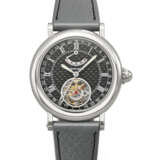 GERALD GENTA. AN ATTRACTIVE 18K WHITE GOLD TOURBILLON WRISTWATCH WITH DATE AND POWER RESERVE INDICATION - photo 1