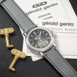 GERALD GENTA. AN ATTRACTIVE 18K WHITE GOLD TOURBILLON WRISTWATCH WITH DATE AND POWER RESERVE INDICATION - photo 3
