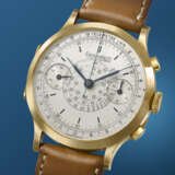 EBERHARD. A LARGE AND ATTRACTIVE 18K GOLD SINGLE-BUTTON CHRONOGRAPH WRISTWATCH WITH MULTISCALE DIAL AND STOP/START/LOCK DEVICE - photo 2