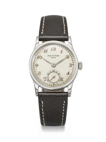 PATEK PHILIPPE. A VERY RARE AND DESIRABLE STAINLESS STEEL WRISTWATCH WITH BREGUET NUMERALS - фото 1