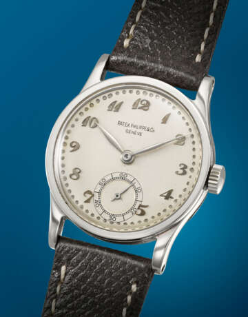 PATEK PHILIPPE. A VERY RARE AND DESIRABLE STAINLESS STEEL WRISTWATCH WITH BREGUET NUMERALS - фото 2