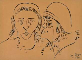 Mädchen und Dame. Zwei Männerköpfe. 1931