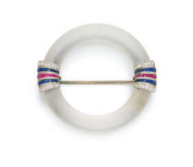 Art Deco Gemstone-Diamond-Brooch