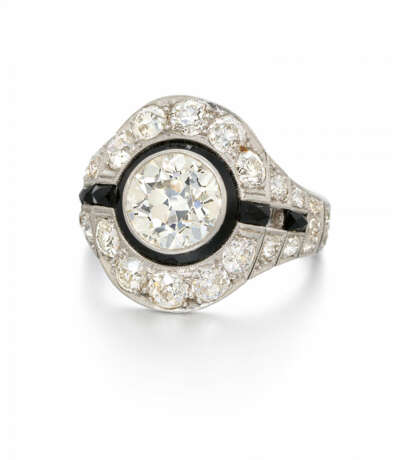 Art Deco Diamond-Onyx-Ring - photo 1