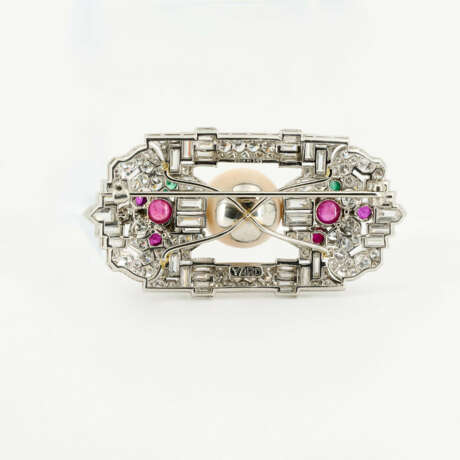 Exceptional Conch Pearl-Gemstone-Brooch - photo 2