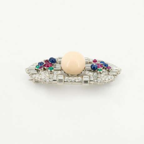 Exceptional Conch Pearl-Gemstone-Brooch - photo 3
