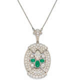 Historisierende Smaragd-Diamant-Anhängerkette - Foto 1