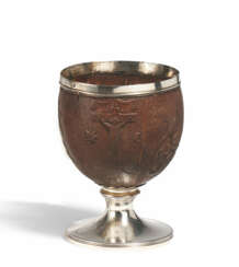 SILVER COCONUT CUP WITH MASONIC SYMBOLS