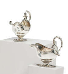 PAIR OF MAGNIFICENT SILVER GEORGE II SAUCE BOATS