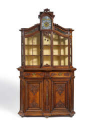 WOODEN DISPLAY CABINET STAND WITH CLOCK