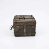 WOODEN CASKET WITH ORNAMENTALLY EMBOSSED LEATHER COVERING - photo 2