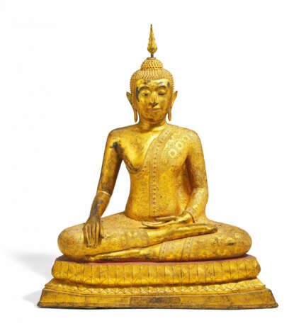 SITTING BRONZE BUDDHA FIGURINE - photo 1