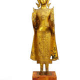 STANDING BRONZE BUDDHA FIGURINE WITH RULER ADORNMENTS - фото 1