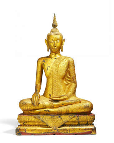 LARGE BRONZE BUDDHA MARAVIJAYA FIGURINE - photo 1
