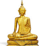 LARGE BRONZE BUDDHA MARAVIJAYA FIGURINE - photo 1