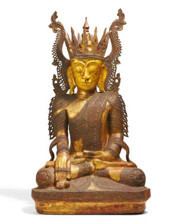LARGE WOODEN BUDDHA FIGURINE WITH RULER ADORNMENTS - photo 2