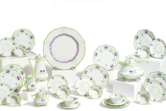 PORCELAIN COFFEE AND TEA SERVICE WITH VIOLET DECORATION FOR SIX - photo 1