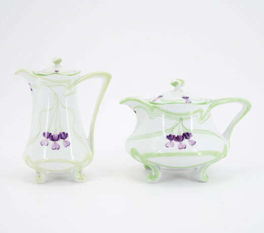 PORCELAIN COFFEE AND TEA SERVICE WITH VIOLET DECORATION FOR SIX - photo 8