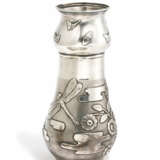 SILVER VASE WITH CHRYSANTHEMUMS AND DRAGONFLIES - photo 1