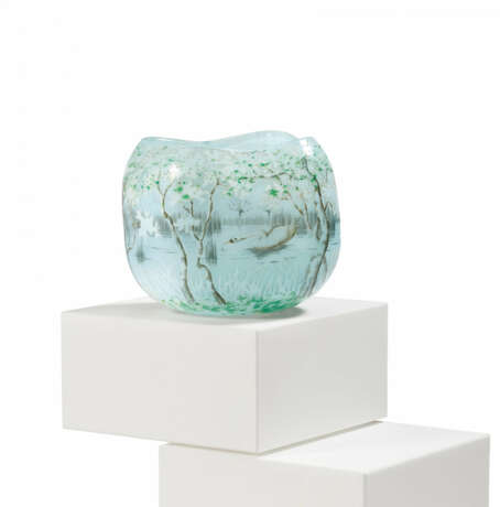 Kleine Vase mit Birkenwald und Schwänen - Foto 1