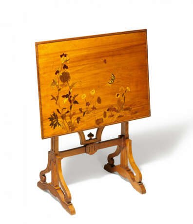 WOODEN ART NOUVEAU TABLE WITH VENEERED TABLE TOP - photo 1