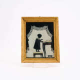 Hinterglasbild mit Dame am Schreibtisch & Hinterglasbild mit kleinem Kind in Buch lesend als Silhouettendarstellungen - Foto 4