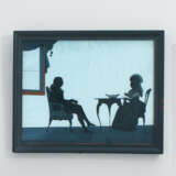GLASS PAINTING WITH WOMAN FROM SPANGENBERG AND MAN FROM WITTKEN AS SILHOUETTES - photo 1