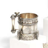 SILVER TEA GLASS HOLDER WITH ORNAMENTAL PIERCED STAND - photo 1