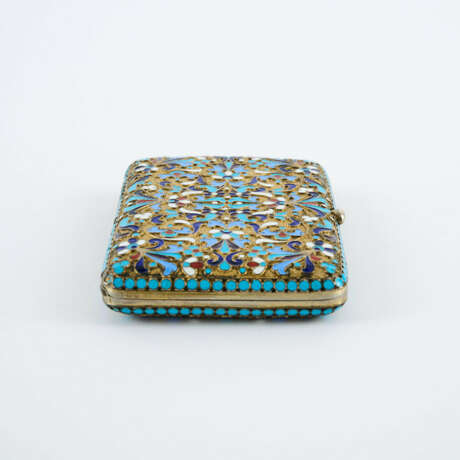 SILVER CIGARETTE CASE WITH FLORAL CLOISONNÉ DECOR - photo 2