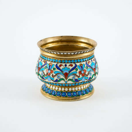 Gebauchtes Salzgefäß mit Cloisonnédekor - Foto 2