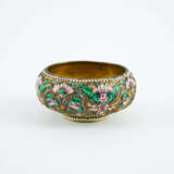 ROUND SILVER SALT BOWL WITH ROSE-COLOURED BLOSSOMS - photo 4