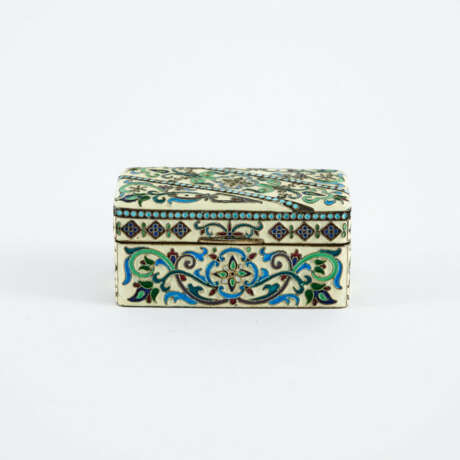 Kleine rechteckige Dose mit Cloisonnédekor - Foto 5