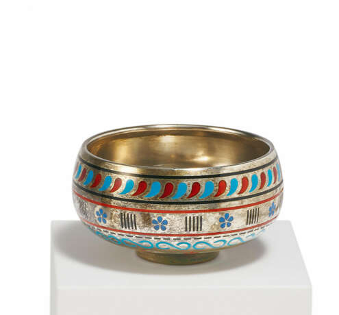 SILVER SUGAR BOWL WITH CHAMPLEVÉ ENAMEL DECOR - photo 1