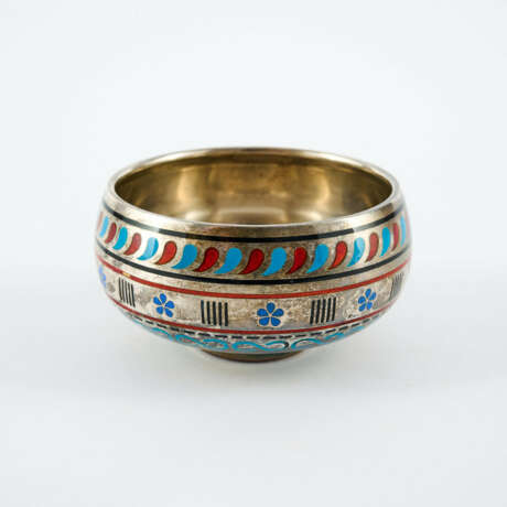 SILVER SUGAR BOWL WITH CHAMPLEVÉ ENAMEL DECOR - photo 5