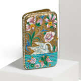 SILVER CIGARETTE CASE WITH SWAN DECOR IN CLOISONNÉ - фото 1