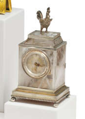 METAL TABLE CLOCK WITH ROCK CRYSTAL