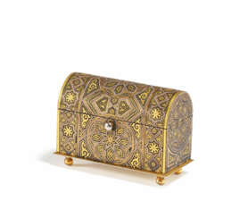 STEEL MINIATURE CASKET WITH DAMASCENED STAR DECOR