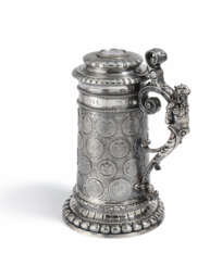 MAGNIFICENT SILVER COIN-COBERED TANKARD FOR TRAVELLING MARSHAL FERDINAND VON STEUBER AS A GIFT FRIM THE EMPRESS OF RUSSIA AMONGST OTHERS