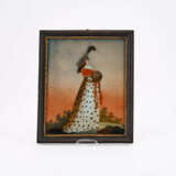 A PAIR OF GLASS PAINTINGS WITH ELEGANT MAN, A LETTER IN HAND, AND ELEGANT WOMAN WITH MUFF - photo 2