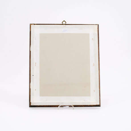 A PAIR OF GLASS PAINTINGS WITH ELEGANT MAN, A LETTER IN HAND, AND ELEGANT WOMAN WITH MUFF - photo 3