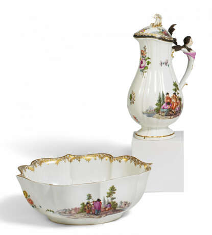 PORCELAIN WASHBASIN SET WITH SCENES AFTER TENIERS - photo 1