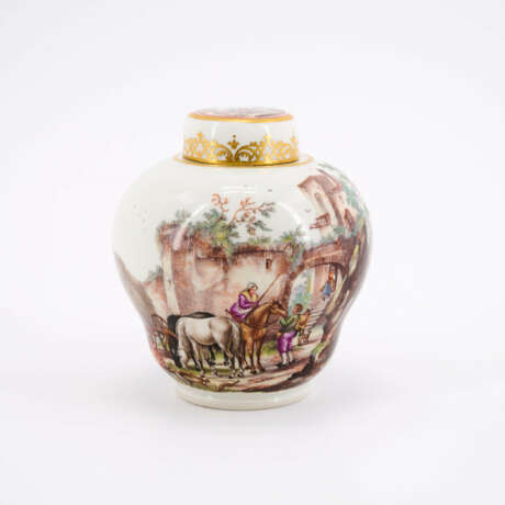 PORCELAIN TEA CADDY WITH RURAL SCENES IN FINEST PAINTING - фото 5
