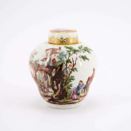 PORCELAIN TEA CADDY WITH RURAL SCENES IN FINEST PAINTING - фото 6
