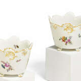 PAIR OF PORCELAIN CACHEPOTS WITH FLORAL DECOR - photo 1