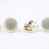 PORCELAIN DOUBLE TURNSTILE WITH TWO LIDDED CUPS AND CHOCOLATE JUG WITH BIRD DECORATION - photo 6