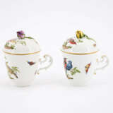 PORCELAIN DOUBLE TURNSTILE WITH TWO LIDDED CUPS AND CHOCOLATE JUG WITH BIRD DECORATION - photo 15